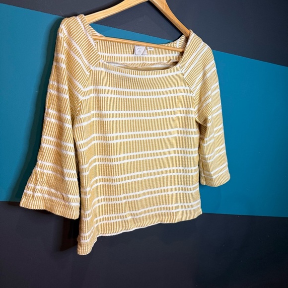 Anthropologie Tan and White Boxy Blouse - Picture 2 of 10